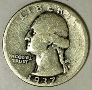 1937 - P 25c Washington Quarter 1owh0330 90 Silver Only 50 Cents For
