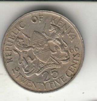 Kenya 25 Cents 1966 Shield 167k By Coinmountain
