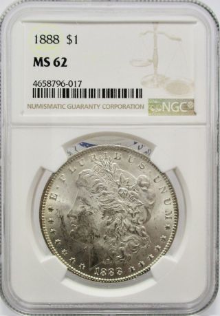 1888 - P Morgan Silver Dollar Ngc Ms62