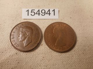 1941,  1960 Zealand Half Pennies Collector Grade Album Coins - 154941
