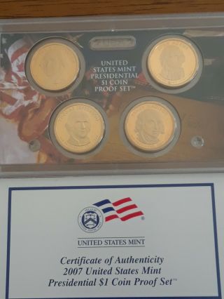 2007 Us,  Presidential $1 Coin Proof Set Dollar 4 Coins 211