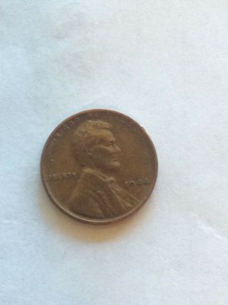 Rare 1944 Wheat Penny No Mark With Error.  Line Through A On Back Of Coin