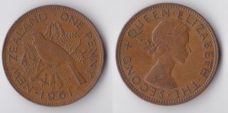 1961 Zealand 1 Penny Coin