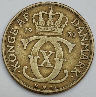 DENMARK 2 Kroner 1939 KM 825.  2 4