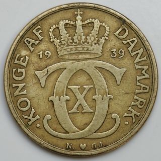 DENMARK 2 Kroner 1939 KM 825.  2 5