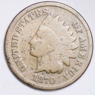 1870 Indian Head Small Cent Choice Vg E122 Rnt