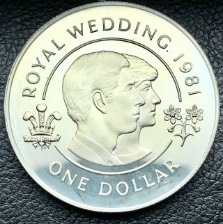 Bermuda 1981 Royal Wedding Dollar Silver Coin 16,  296 Minted 22.  8 Grams (1120)