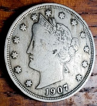 1907 Liberty V Nickel 5 Cent U.  S.  Coin