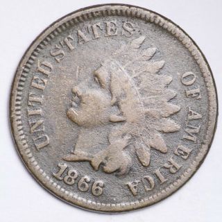 1866 Indian Head Small Cent Choice Fine E115 Rnt