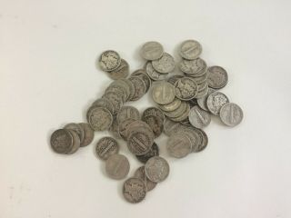 1942 - 1943 90 Silver Dimes - $6 Face - Junk Silver
