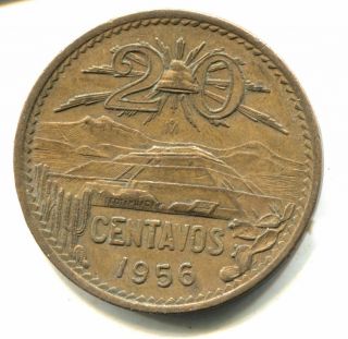 Mexico - 1956 - Mexican 20 Centavos Coin - Mexico City - Twenty Cents