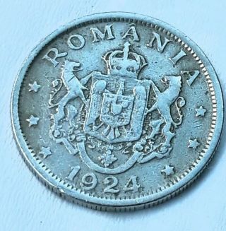 1924 Romania 2 Lei Foreign Coin