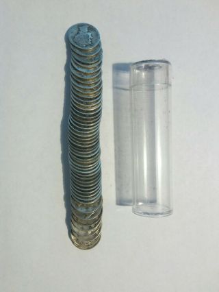Mercury Dimes Roll Of 50 Circulated Assorted Dates 90 Silver
