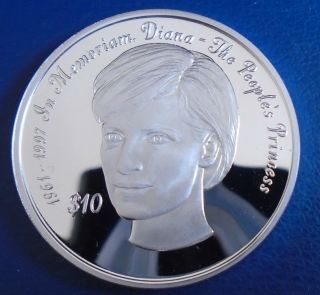 Sierra Leone: 1998 $10,  " Diana ", .  925 Silver Proof,  Cap,  Cert - Top Grade