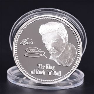 Elvis Presley 1935 - 1977 The King Of N Rock Roll Silver Art Commemorative Coin@m