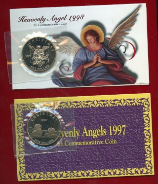 Marshall Islands 1997 & 1998 $5.  00 Christmas Commemorative Coins (still)