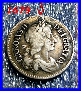1679 CHARLES II BRITISH SILVER FOURPENCE 4 PENNY DAYSOFOLD COLONIAL COIN VFSMHL 3