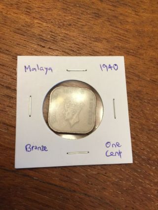 1940 Malaya 1 Cent Wwii Circulated