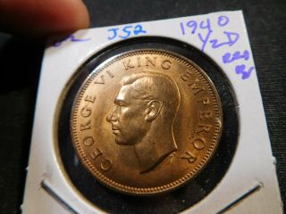 J52 Zealand 1940 1/2 Penny Bu Full Red