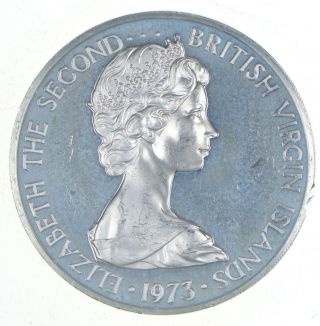 World Coin - 1973 British Virgin Islands 1 Dollar - World Silver Coin 25.  2g 445