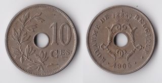 1905 Belgium 10 Centimes Coin French Version