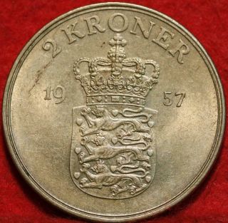 1957 Denmark 2 Kroner Foreign Coin 2