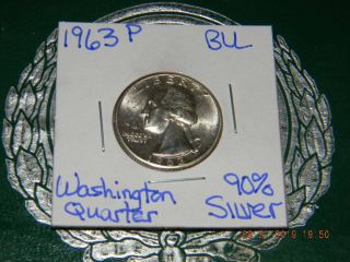 1963 - P 25c Washington Quarter Brilliant Unc/proof 90 Silver - Very Shiny