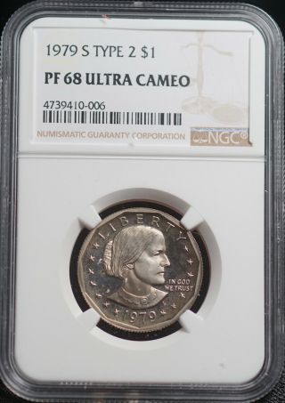 Ngc 1979 S Type 2 Pf 68 Ultra Cameo Susan B Anthony One Dollar $1 Coin | 3
