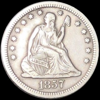 1857 Seated Quarter Lightly Circulated Philadelphia Liberty Silver Collectible