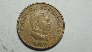 1990 Philippines 25 Sentimos Juan Luna Brass Coin Circulated