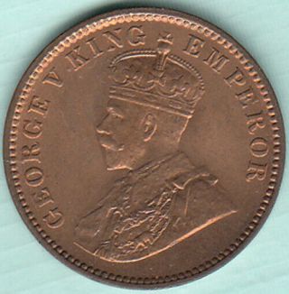 British India King George V 1/4 Anna 1935 Unc Copper Coin Ex.  Rare