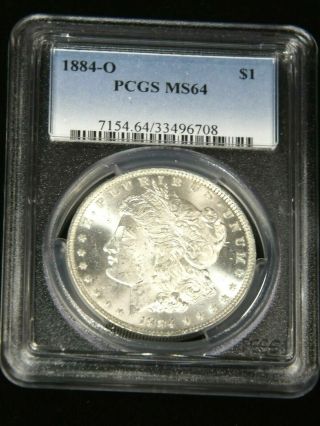 1884 - O Morgan Silver Dollar Pcgs Ms64 White Frosty Luster,  Pq G585