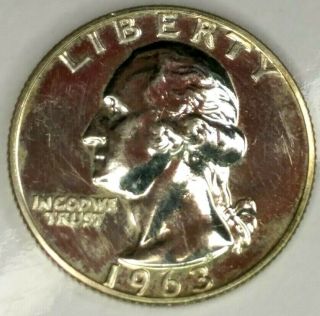 1963 - P 25c Washington Quarter 18usr0104 Gem Proof 90 Silver 50 Cents
