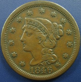 1846 Braided Hair Large Cent - Medium Date (n - 11) - Xf