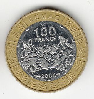 Central African States 100 Francs 2006 Bi Metal 236e By Coinmountain