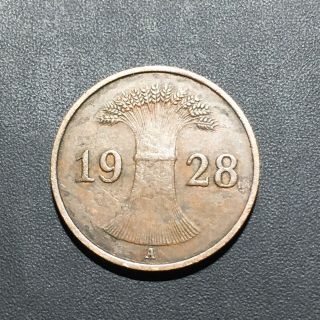 Old Foreign World Coin: 1928 - A Germany 1 Reichspfennig