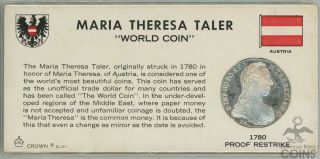 Maria Theresa Thaler 1780 Austria Proof Restrike
