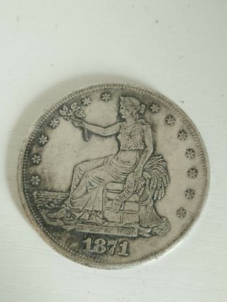 1871 Old Tibetan Silver Hand Made Goddess And Eagle Commemorative Coin Money