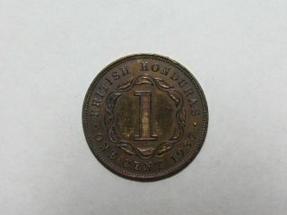 Old British Honduras Coin - 1937 1 Cent - Circulated,  Cleaned,  Scratches