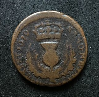 Scotland,  Sixpence/bawbee,  1679,  F