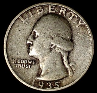 1935 - P 25c Washington Quarter,  17ulu2707 90 Silver,  Only 50 Cents For
