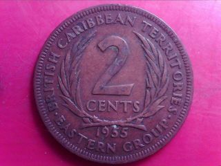 British Caribbean Territories 2 Cents 1955 Big Coin Aug04