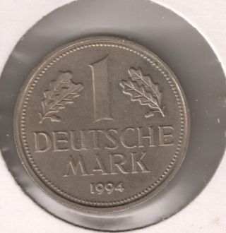 1994 F West German 1 Deutsche Mark Coin