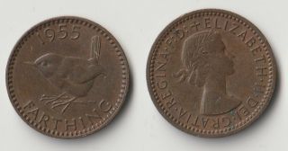 1955 Great Britain Farthing Coin