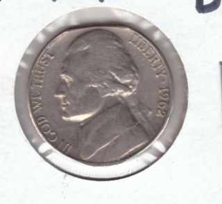 1962 - D Jefferson Nickel,  (clipped Planchet) Error Coin