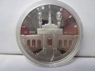 1984 Us Olympic Proof Silver Dollar Commemorative Dollar Coin Capsule