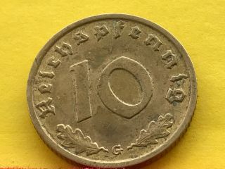 10 Reichspfennig 1938 G German Nazi COIN (Al - Bro) s.  photo 2