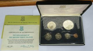 1974 British Virgin Islands Proof Set With Silver Dollar,  Franklin (092045j