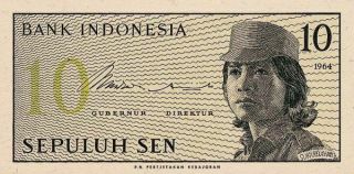 Money Of Indonesia ▶ P - 92s Specimen Serial X 1964 Note 10 Sen World Banknote Unc