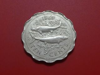 1969 Bahama Islands 10 Cents Scalloped Coin Bone Fish